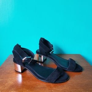 Torrid Collection Black Leather Silver Chunk Heels